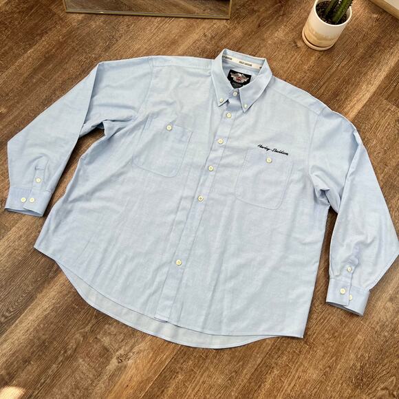 Harley Davidson Y2K Vintage Blue Button Up Shirt - Picture 2 of 10